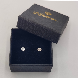 Pendientes Redondos con circonitas en Oro Blanco de 18k
