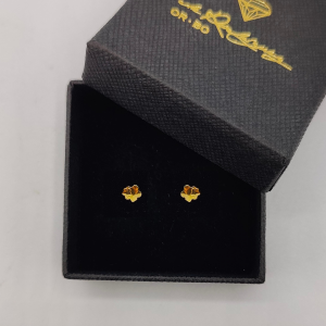 Pendiente doble florecita oro de 18 k