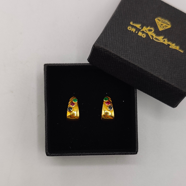Pendiente de Oro de 18K con Zafiro, Esmeralda y Rubí