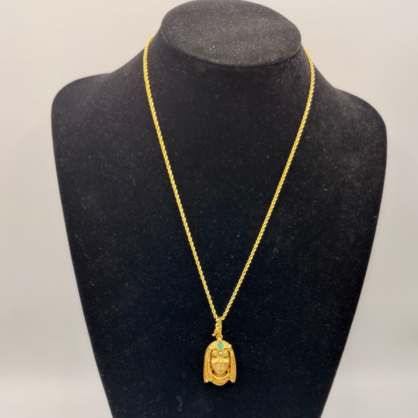 Colgante cara cleopata de oro de 18 k con esmeraldas y circonitas REF:CG52
