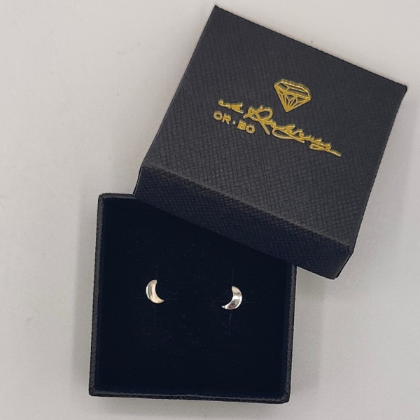 Pendientes Luna en Oro Blanco de 18k