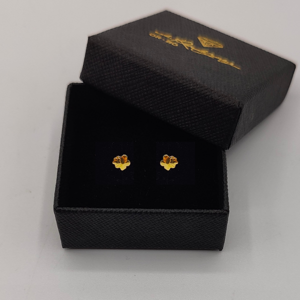 Pendiente doble florecita oro de 18 k