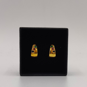 Pendiente de Oro de 18K con Zafiro, Esmeralda y Rubí