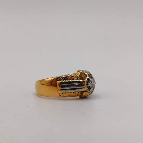 Anillo sortija de caballero mezcla de oros y diamantes