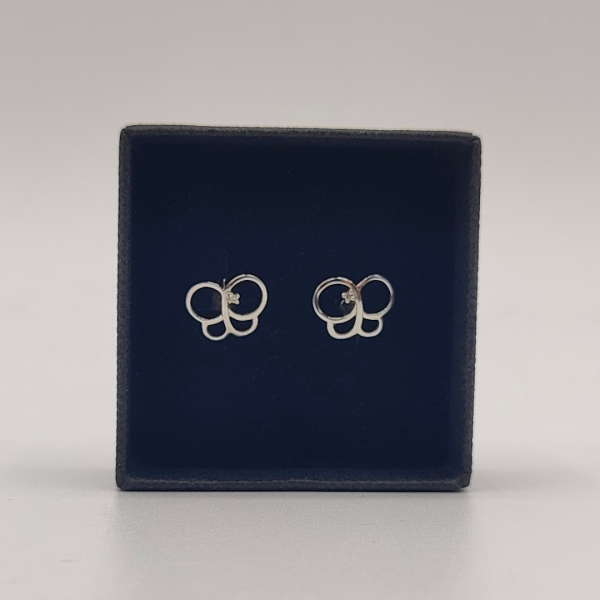 Pendientes de Mariposa en Oro Blanco de 18k con Diamante