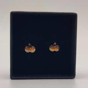 Pendientes de Cerezas con Flor en Oro Blanco y Dorado de 18k