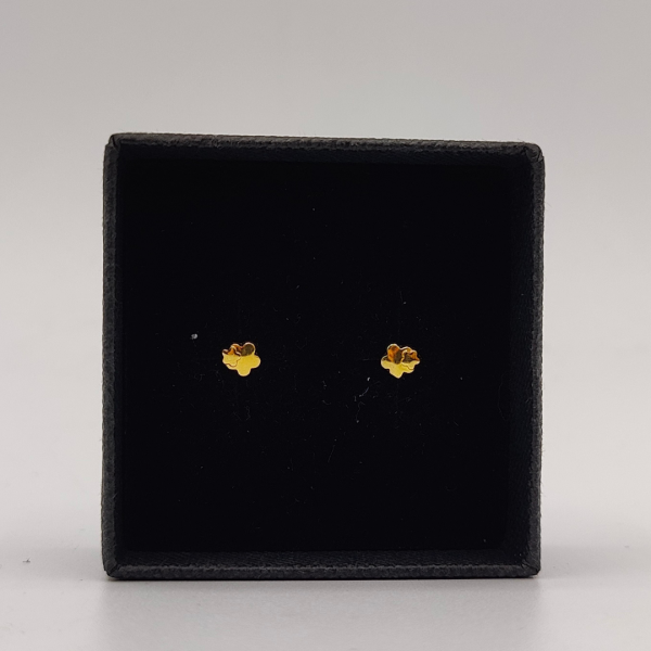 Pendiente doble florecita oro de 18 k