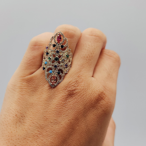 Anillo Lanzadera en Oro de 18k con Circonitas de Colores
