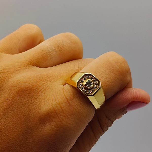 Anillo sello con diamantes oro de 18 k - Imagen 10