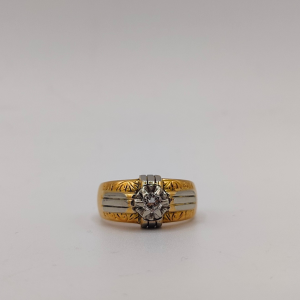 Anillo sortija de caballero mezcla de oros y diamantes