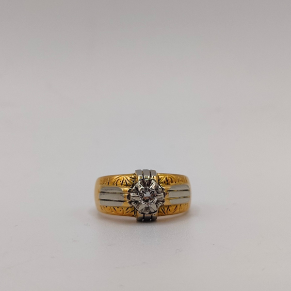 Anillo sortija de caballero mezcla de oros y diamantes