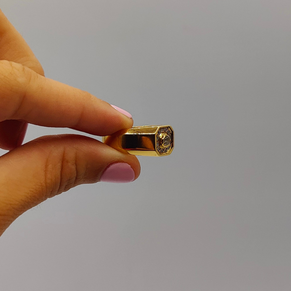 Anillo sello con diamantes oro de 18 k - Imagen 6