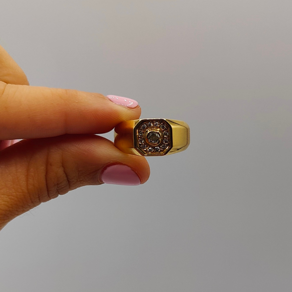 Anillo sello con diamantes oro de 18 k - Imagen 7