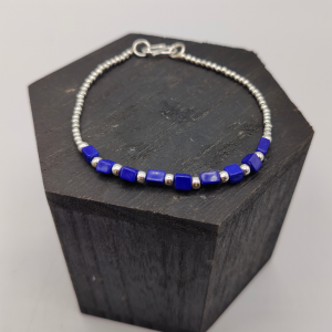 Pulsera de Lapislázuli Cuadrado y Plata