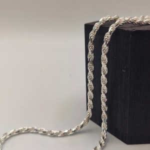 Cordón de plata adiamantado 63 cm 4 mm