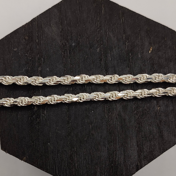 Cordón de plata adiamantado 63 cm 4 mm