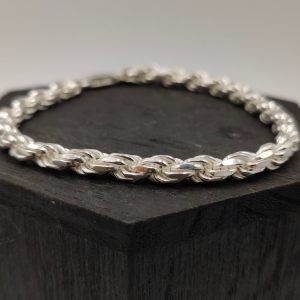 Pulsera cordón 6 mm de plata