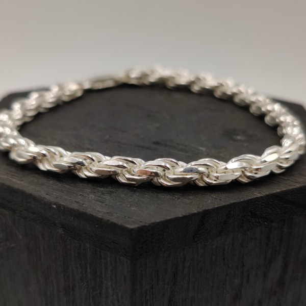 Pulsera cordón 6 mm de plata