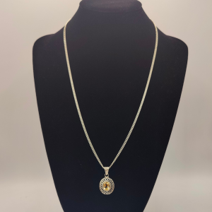 Colgante de plata estilo vintage con circonita amarilla clara