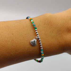 Pulsera de Plata Multicolor con Charm de Concha