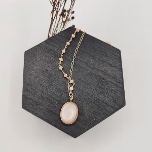 Collar de plata con pink moonstone y curarzo rosa