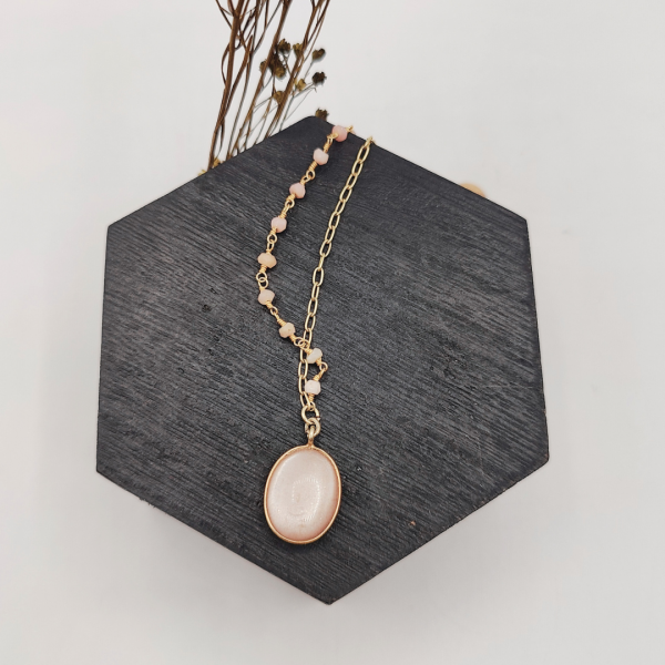 Collar de plata con pink moonstone y curarzo rosa
