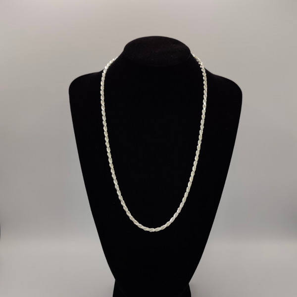 Cordón de plata adiamantado 63 cm 4 mm