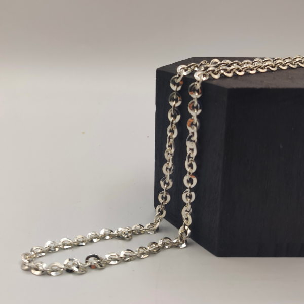 Cadena de plata adiamantada rolo 60 cm 6 mm