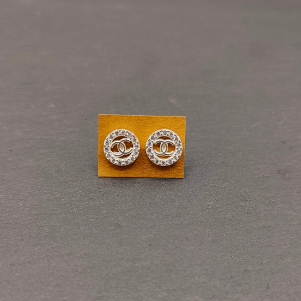 Pendientes de Plata Tipo Chanel con Circonitas