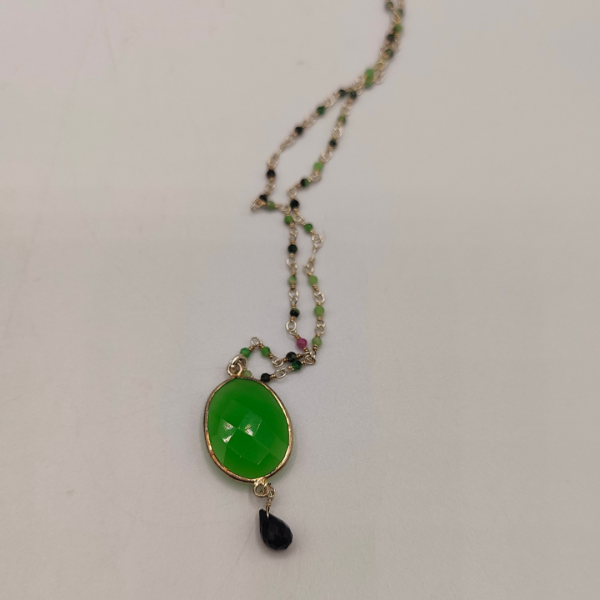 Collar de plata con prehnita y fluorita