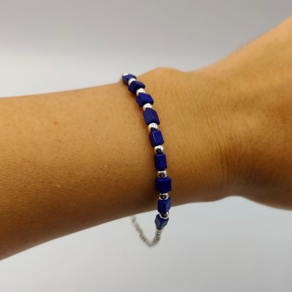 Pulsera de Lapislázuli Cuadrado y Plata