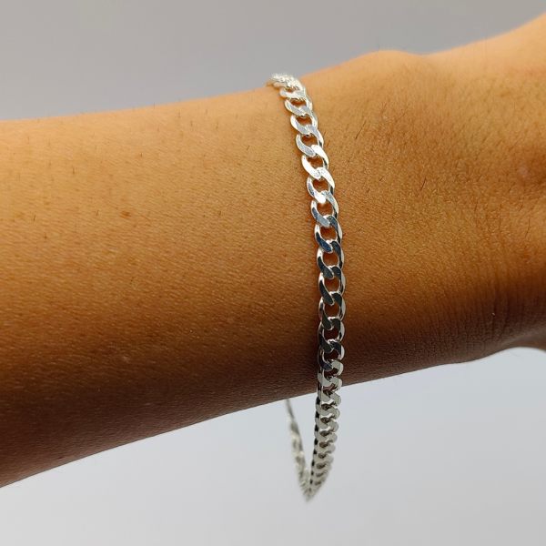Pulsera Cubana Plana de Plata