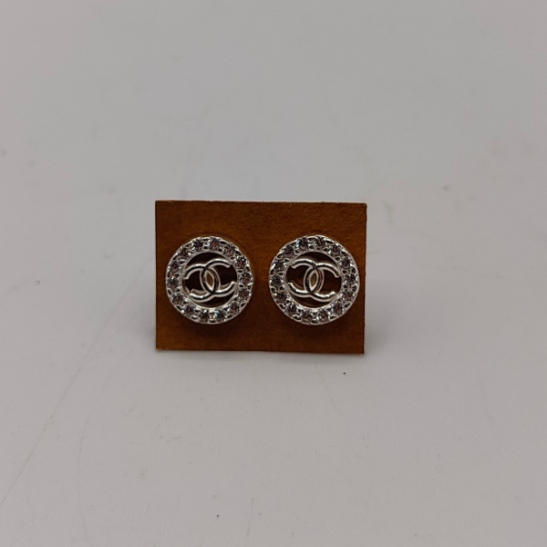 Pendientes de Plata Tipo Chanel con Circonitas