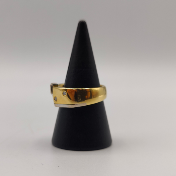 Anillo mezcla de oros con diamantes