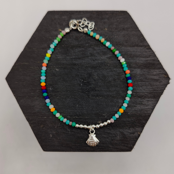 Pulsera de Plata Multicolor con Charm de Concha