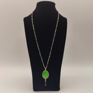 Collar de plata con prehnita y fluorita
