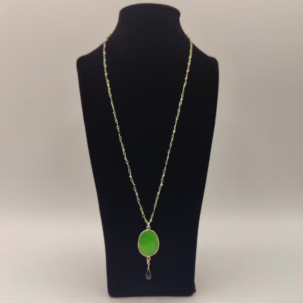 Collar de plata con prehnita y fluorita