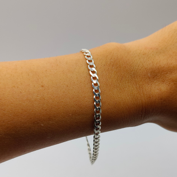 Pulsera Cubana Plana de Plata