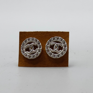 Pendientes de Plata Tipo Chanel con Circonitas