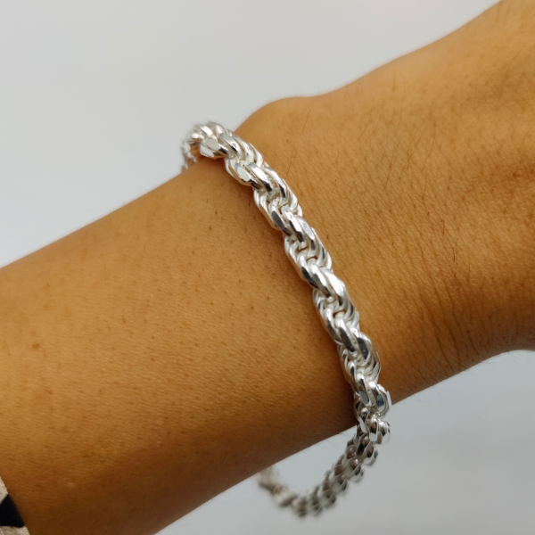 Pulsera cordón 6 mm de plata
