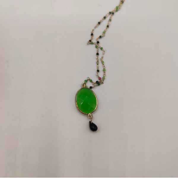 Collar de plata con prehnita y fluorita