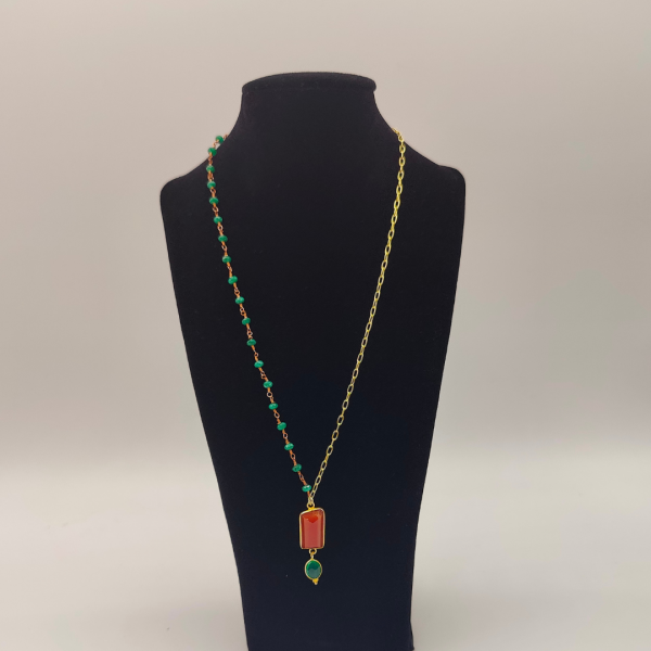 Collar de plata con cobre esmeraldas y cornalita