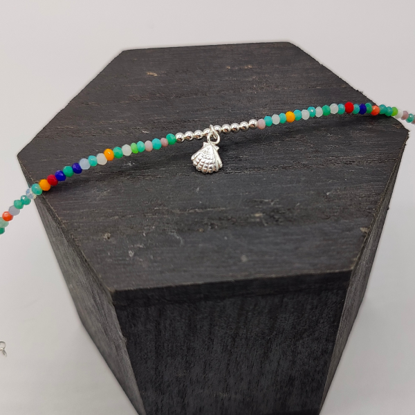 Pulsera de Plata Multicolor con Charm de Concha