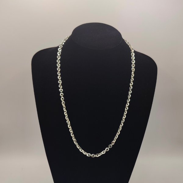 Cadena de plata adiamantada rolo 60 cm 6 mm