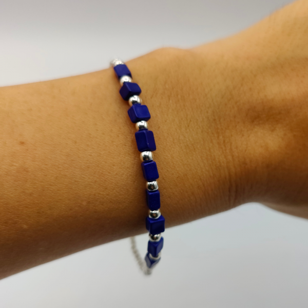 Pulsera de Lapislázuli Cuadrado y Plata