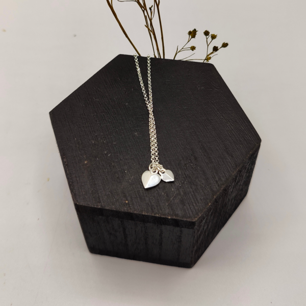 Collar de plata con dos corazoncitos colgando