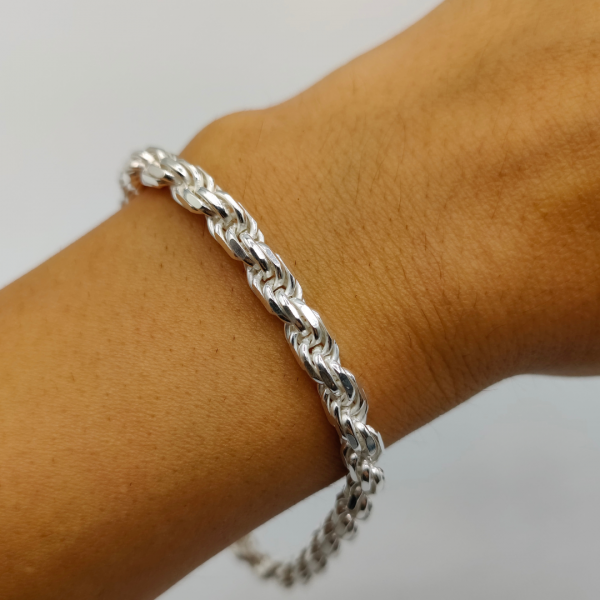 Pulsera cordón 6 mm de plata