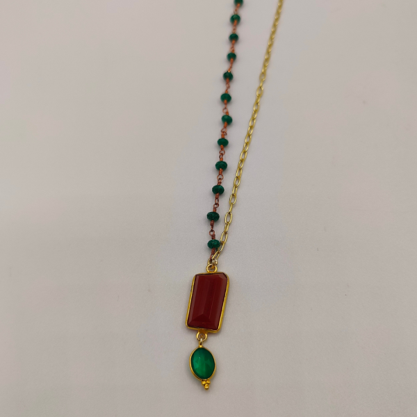 Collar de plata con cobre esmeraldas y cornalita