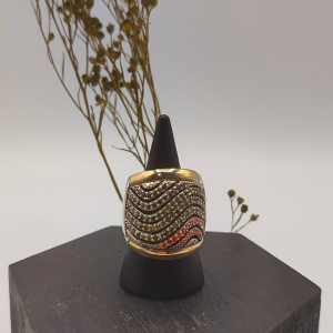 Anillo de plata con senefa de circinitas de colores tiene pendientes a conjunto