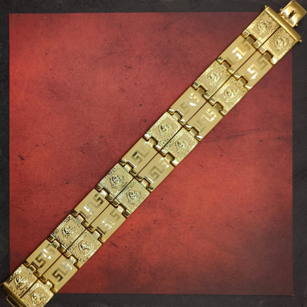Pulsera de Placas Estilo Versace en Oro de 18k